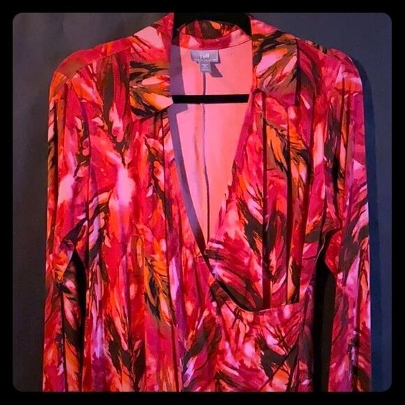 J.Jill fiery abstract print faux wrap dress - Picture 1 of 10